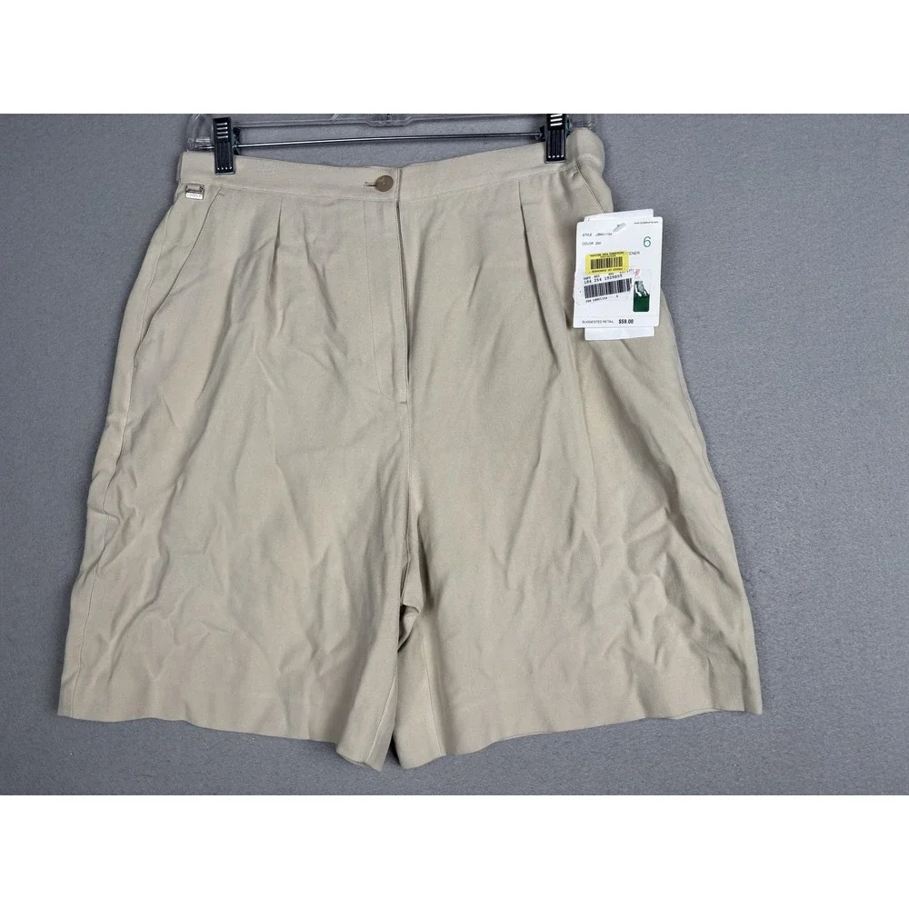 Lizgolf‎ By Liz Claiborne Shorts Womens 6 Beige Silk Golf Bermuda Pleated Twill